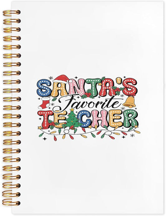 Christmas Teacher Gifts Spiral Notebook, Appreciation Thank You Teacher Gifts for Christmas Journal for School Office Supplies, Xmas Winter Holiday Hardcover Journal 5.5x8.3 Inch