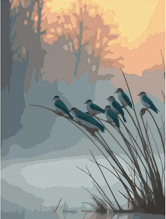 BYGFHLYW Paint by Numbers Kit for Adults, Landscape Bird Adult Paint by Number Kits On Canvas, DIY Acrylic Oil Number Painting Kits for Beginners, Color by Number Adult for Home Wall Decor 12x16Inch