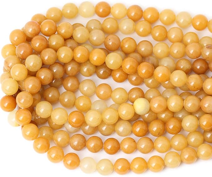 35PCS 10mm Natural Yellow Jade Multi-Color Gemstone Round Loose Beads for Jewelry Making DIY Handmade Materials 1 Strand 15"