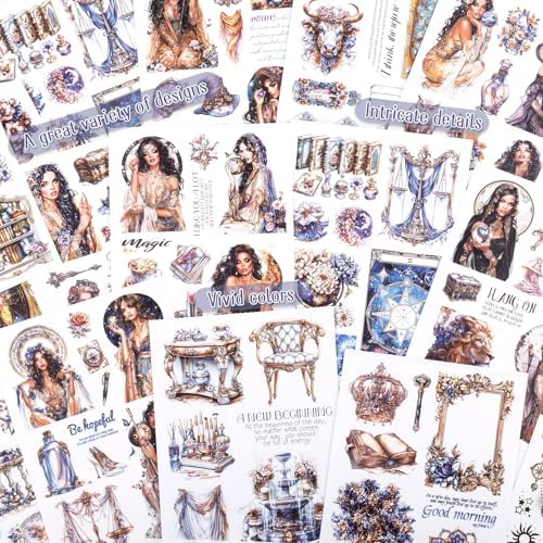 Astrology Sticker Book for Journaling, Pre-Cut Gorgeous Scrapbook Sticker for Adults Women, Transparent PET Washi Paper Materials for Collage Art, Card Making, Junk Journal - Image 3