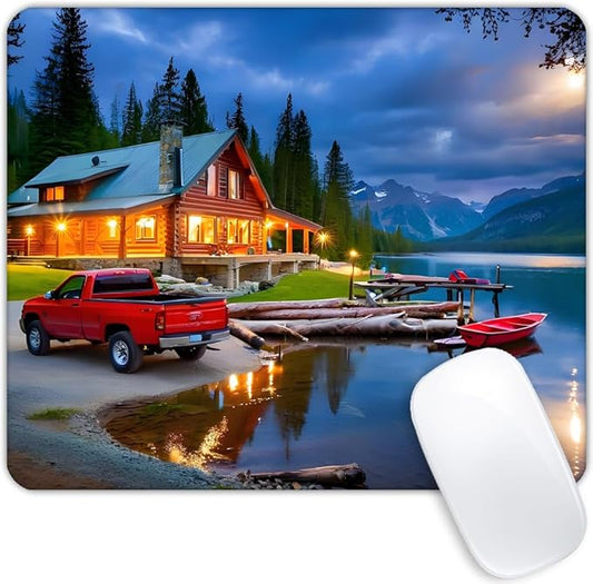 Square Mouse Pad Canoe Lake,Gaming Mouse Pads for Desk,Soft Computer Waterproof Non-Slip Mouse Mat