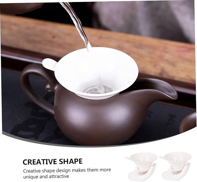 2 Sets Ceramic Tea Strainer with Ergonomic Handle White Tea Infuser and Creative Design