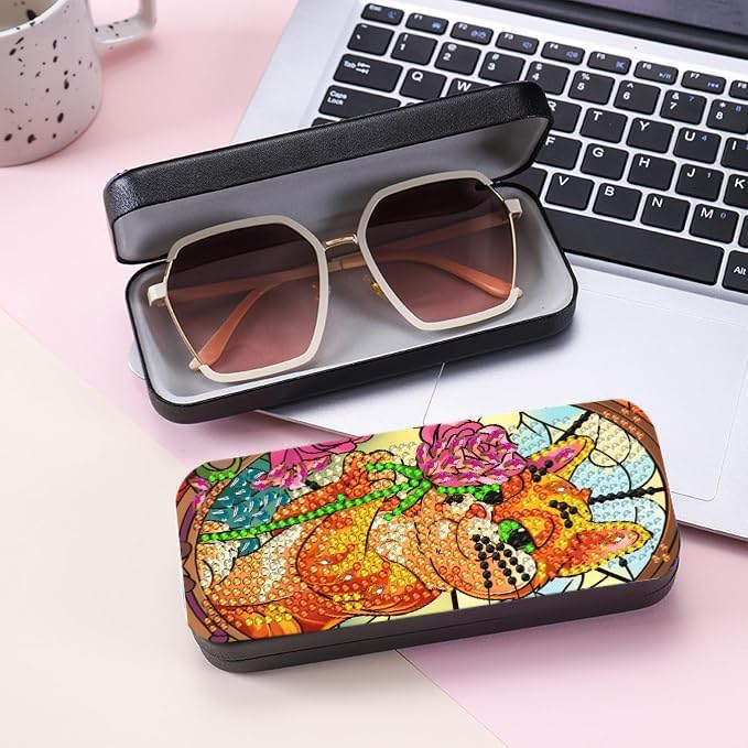 Leatrice 3pcs 5d Diamond Art Kits for Adults Small Diamond Painting Kit Gem Art Paint by Diamonds Dots Eyeglasses Case DIY for Beginner Women