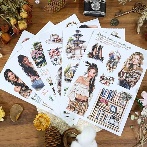 Snycler Sticker Book - 20 Sheets Vintage PET Stickers for Scrapbooking, Junk Journaling, Ephemera, and Decorative Crafts-Natural Aesthetics - Image 4