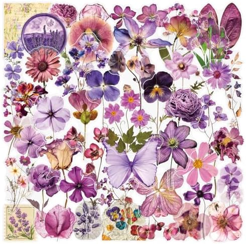 50PCS Transparent Flora Scrapbook Stickers, Flower-D by Unknown