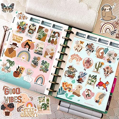 BarrelTree - 300 PCS Aesthetic Boho Stickers, Cute Vinyl Waterproof Stickers for Water Bottles Laptop Phone Journaling Scrapbook Junk Journal, Scrapbooking Supplies Kit, Sticker Packs for Adults Teens - Image 3