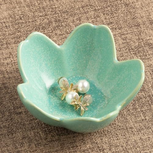 Floral Ceramic Jewelry Tray, 3.5" Ring Holder Trinket Bowl by Unknown