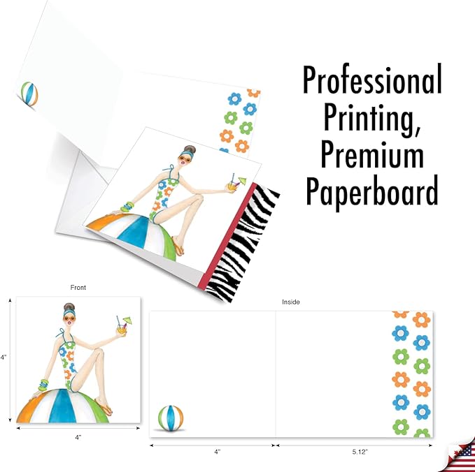 The Best Card Company - 10 Blank Note Cards for Women (4 x 5.12 Inch) - Assorted Fashion Greeting Cards for All Occasions - Write in Style MQ5067OCB-B1x10