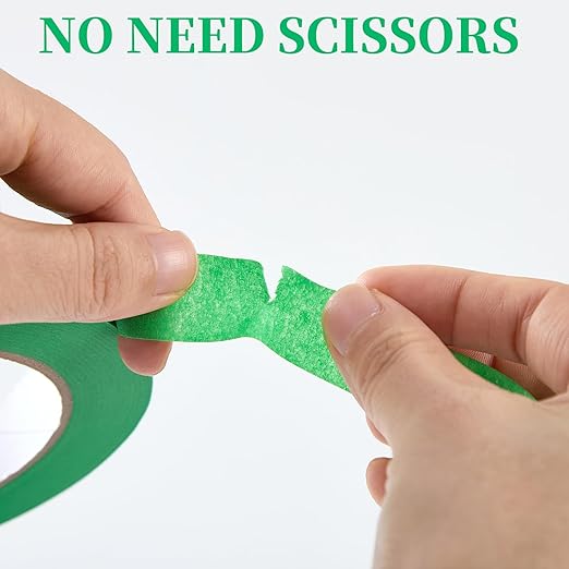 Green Masking Tape,Painters Tape,Green Painters Tape for Automotive Painting,DIY Paper Arts & Crafts, Spraying Drywall Paint, No Residue & Easy to Clean Up,12pcs 0.7in X 54 Yd Painter's Tape