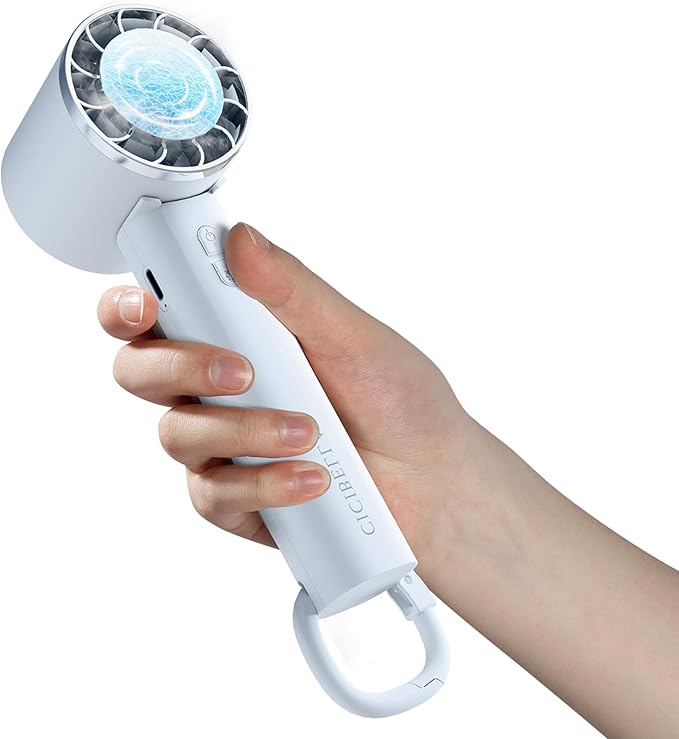 Mini Portable Fan Cooler Handheld 3 Speed Personal Small Desk Fan with Base Stand TypeC Powerful Handheld Fan Rechargeable Suitable Gifts for Women Men Travel/Camping/Outdoor