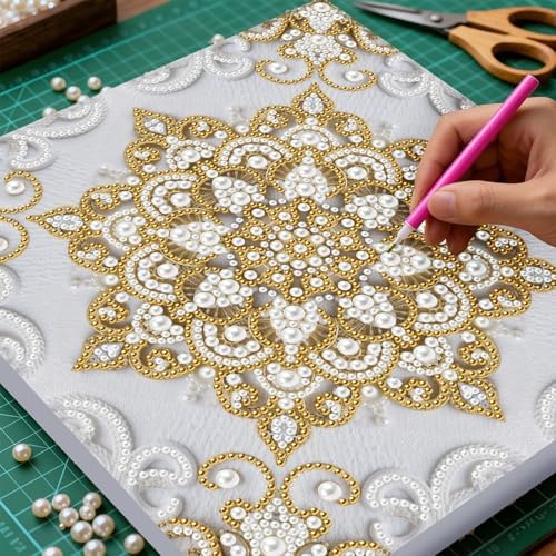 Pearl Art Kits Painting for Adults, DIY Mindfulness Therapy with Framed Canvas and Tools, Beginner Wall Decor-Mandala03 - Image 4