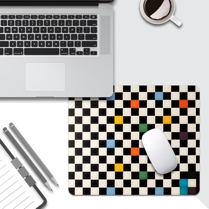 Old Skoo Retro Checkerboard Texture Mouse pad, Square Waterproof and Anti Slip Mouse pad for Office laptops