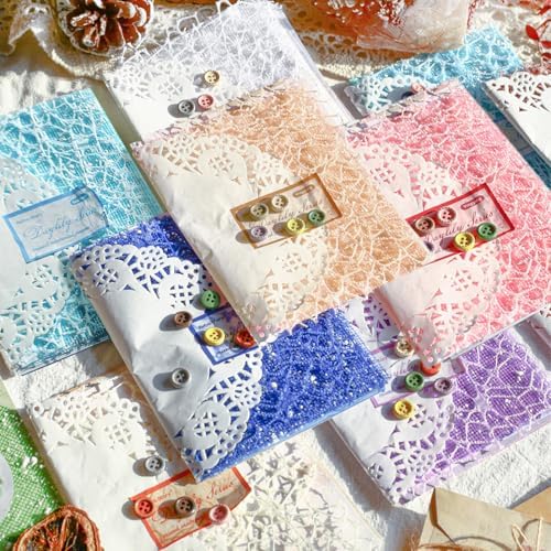 156 Sheets Textured Scrapbook Paper & Mesh Fabric Assorted Set, 30 Buttons - Image 2
