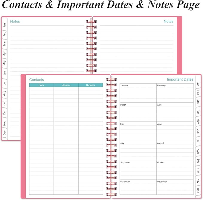 2026 Daily & Monthly Planner - One Page Per Day, Daily Planner 2026 from January 2026 to Deccember 2026, Planner 2026 with 12 Monthly Tabs, 6.4" x 8.5", Pink