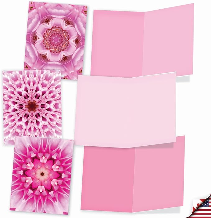 The Best Card Company - 10 Assorted Flower Cards Blank (4 x 5.12 Inch) - All Occasion Floral Greetings Boxed - Bloomoscopic M6033