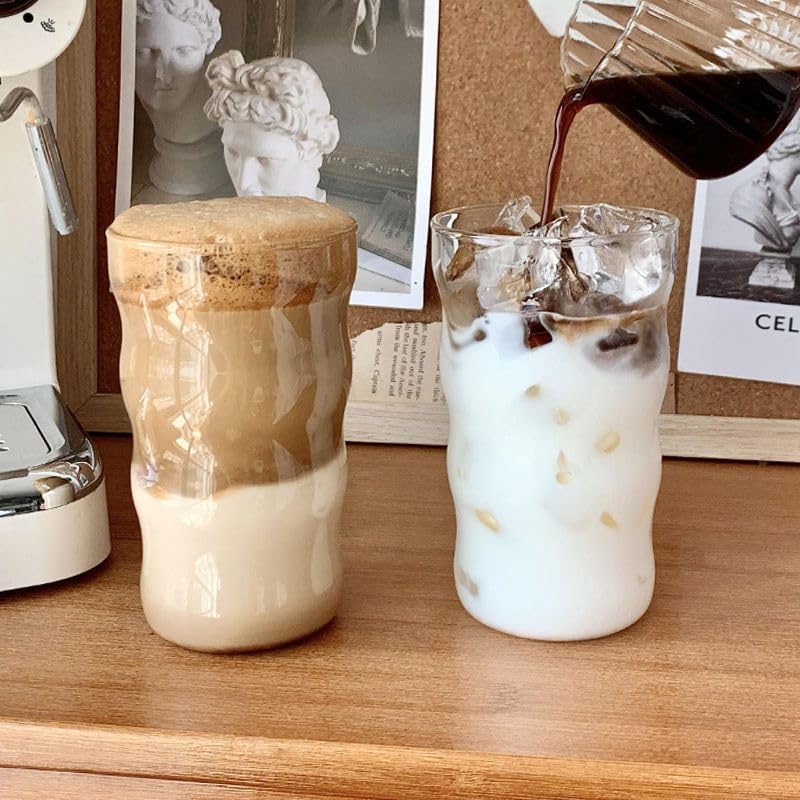 2 pcs Novelty Coffee Mugs Drinking Jars Glass Water Cups,Tumblers Water Glasses for Cocktail, Iced Coffee, Beer, Tea, Wine, Whiskey (r) by Unknown