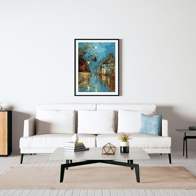 Mosaflare Paint by Numbers for Adults Beginner, Street Scenery Adult Paint by Number Kits on Canvas, DIY Landscape Acrylic Oil Easy Painting by Numbers for Home Wall Decor 16X20 inch (Without Frame)