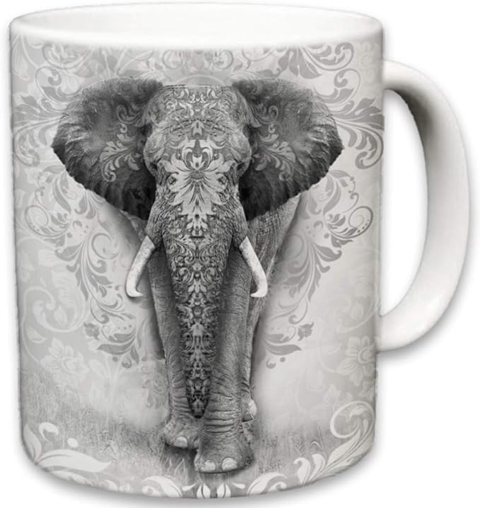 Elephant Mug, Cute Animal Ceramic Travel Mugs, Coffee Lovers Cup, Elephants Design, Great Novelty Gifts, Decorative Home Kitchen Drinkwear, Multi Color 11 Fl Oz