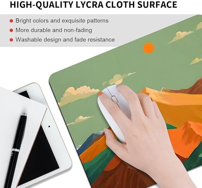Peaks Colorblock Mountain Texture Mouse pad, Square Waterproof and Anti Slip Mouse pad for Office laptops