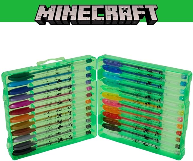 Innovative Designs Minecraft Gel Pens Set for Kids, 24 Pack with Glitter Gel Pens, Cute Pens for Boys and Girls