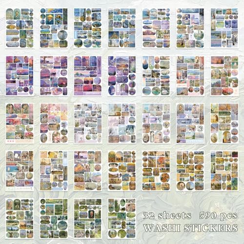 PRSTINCOL Oil Painting Sticker Book, 52 Sheets 500+ Scrapbook Stickers, Vintage Oil Painting Aesthetics Stickers for Adults and Teens, Junk Journal Supplies for Scrapbooking Journaling DIY - Image 3