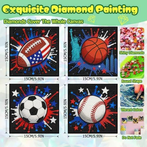ICYANART 4 Pack Diamond Art Painting Kits for Kids Age 6-12 6x6 Inch - Image 3