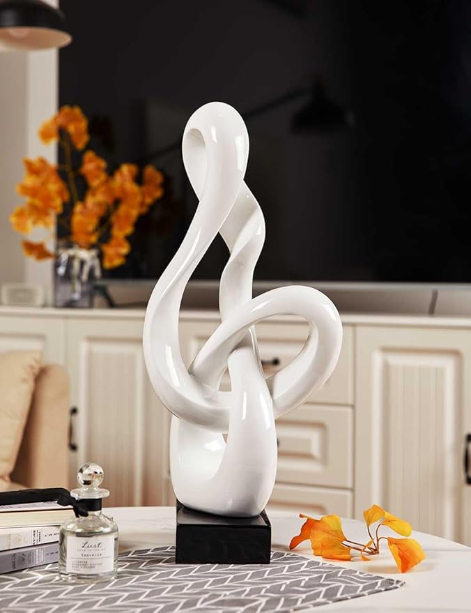 NENBOLEC Sculpture Music Note Decor Modern Statue Gifts Treble Clef Figurine Polyresin Arts White 23 inch