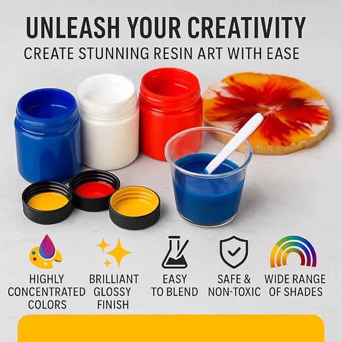 BALTIC DAY 24 Color Pigment Paste for Epoxy Resin Set – Opaque Epoxy Pigment, Epoxy Dye Paste & High Concentration Mica Powder for Resin Art, Jewelry, Tumblers, Coasters & Crafts