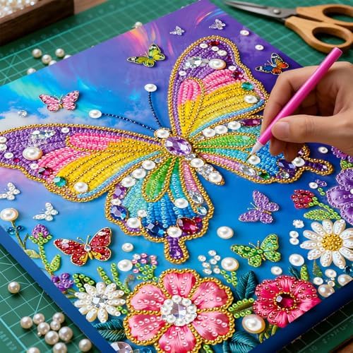 ARTopet DIY Pearl Painting Kit with Frame Gemstone Pearl Diamond Dots Beads Canvas Art Craft for Adult Beginners Display for Tabletop and Wall Mounting Home Decor-Colorful Butterfly - Image 2