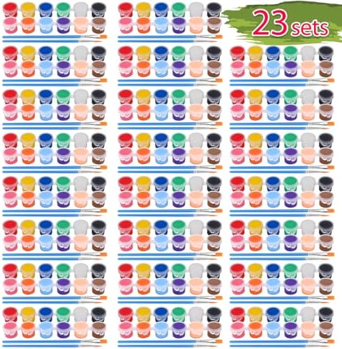 322PCS Washable Acrylic Paint for Kids Arts and Crafts, 23 Gouache Watercolor Paint Combination Sets of 12 Colors for Party Classroom Painting Supplies,23 Flat and 23 Pointed Brushes by CHANGTIKEJIWelcomeYouOrder