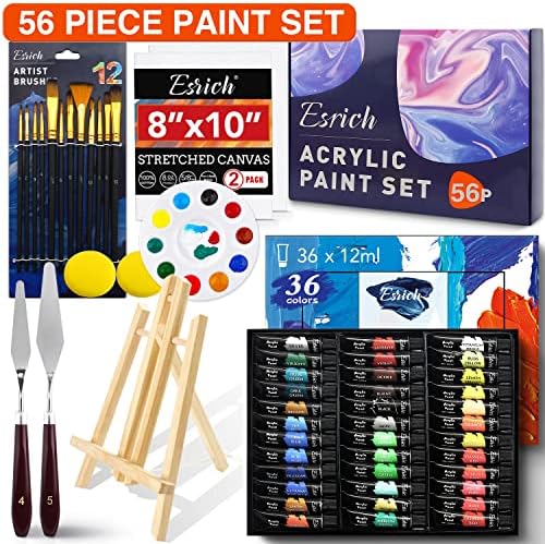ESRICH 56 PCS Acrylic Paint Canvas Set for Adults with 36 Paint - Image 7