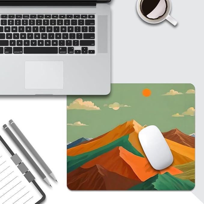 Peaks Colorblock Mountain Texture Mouse pad, Square Waterproof and Anti Slip Mouse pad for Office laptops