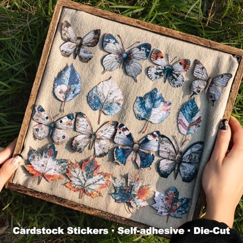 Retro Natural Collage Cardstock Sticker Pack – 60pcs Butterflies Birds Leaves Mushrooms DIY for Scrapbook Junk Journal Cardmaking Tags Collage & Item Decoration - Image 3