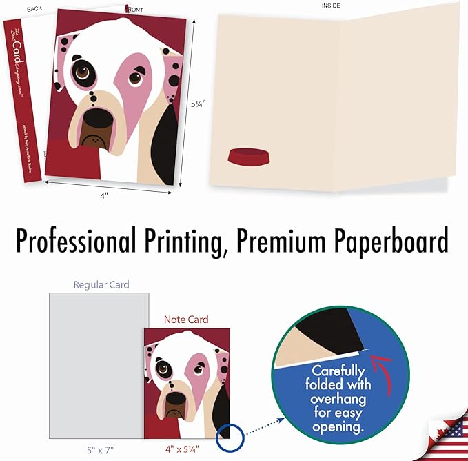 The Best Card Company - 10 Blank Dog Cards Assorted (4 x 5.12 Inch) - Adorable Boxed Animal Note Cards for All Occasions - Cubic Canines M6632OCB