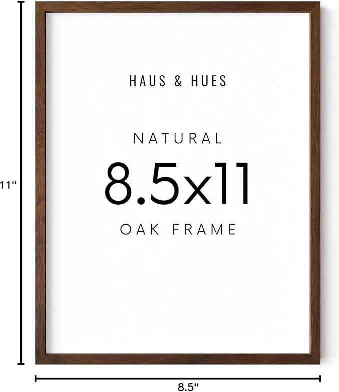 HAUS AND HUES 8.5x11 Walnut Oak Frame - Wooden Poster Display, Rustic Certificate Holder
