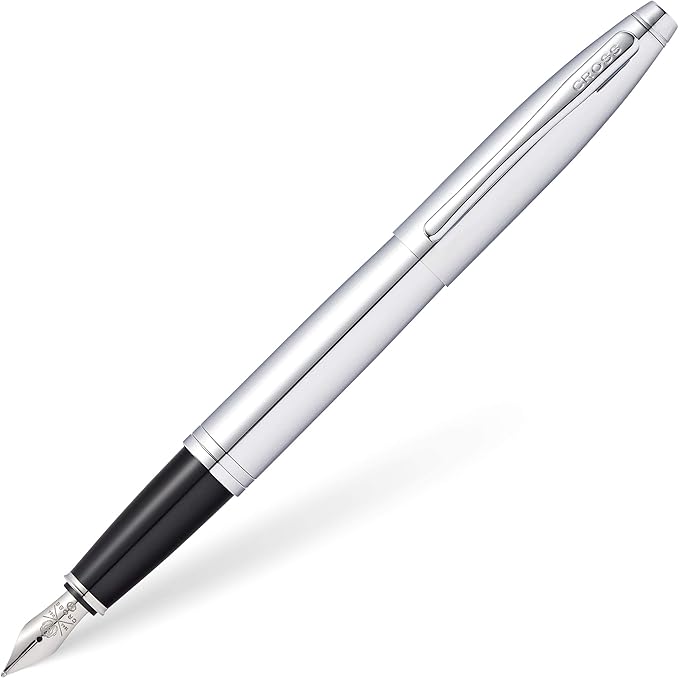 Cross Calais Refillable Fountain Presented in a Luxury Gift Box - Medium Point, Black Ink, Polished Chrome