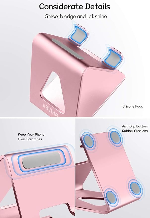 Desk Cell Phone Stand, Phone Holder, Desktop Phone Cradle Dock for iPhone17 16 15 14 pro 11 X Xs max 8 7 6 6s Plus SE 5 5S Samsung All Smart Phones,Pink