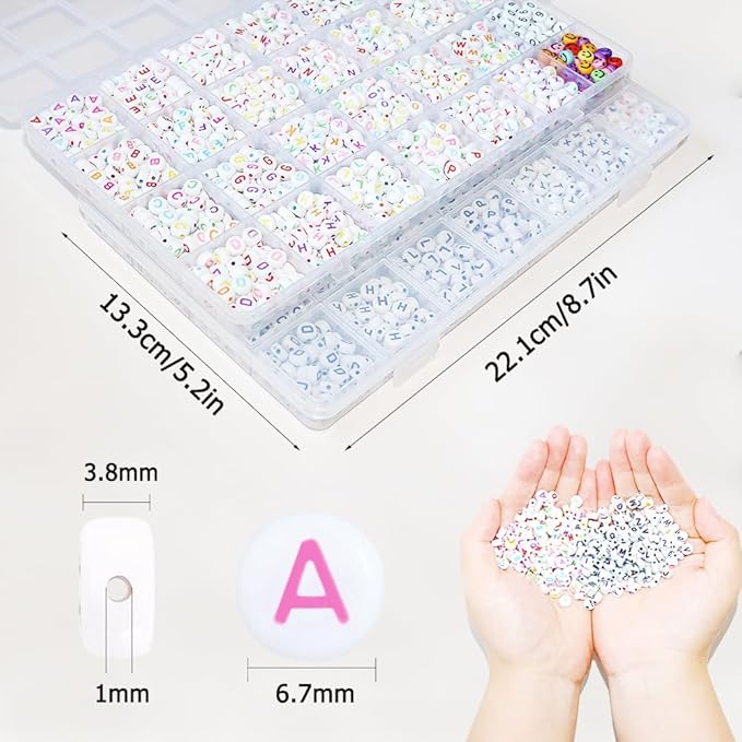2Box 2500Pcs+ Alphabet Letter Beads, 4x7 mm A-Z and Smile, Heart, Figure,Acrylic Beads, Beads for Jewelry Making, Beads for Bracelet Making Kits Beads
