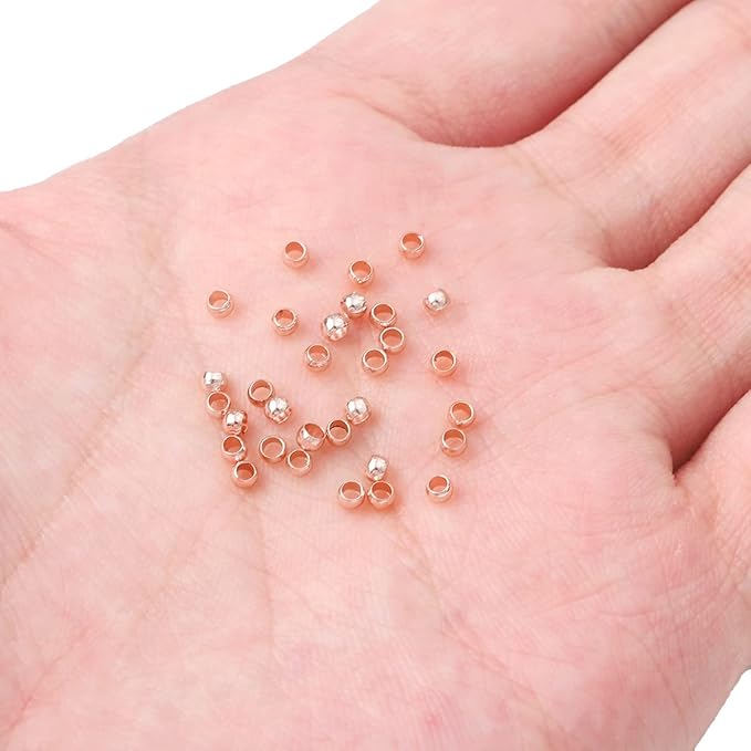 Rose Gold Plated Crimp Beads Non Tarnish 2.5mm 600pcs for Jewelry Making Findings