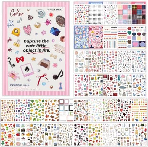 Stickers Book for Scrapbook Supplies,1300+ Cute Journal Stickers for Adult by Lciyioc