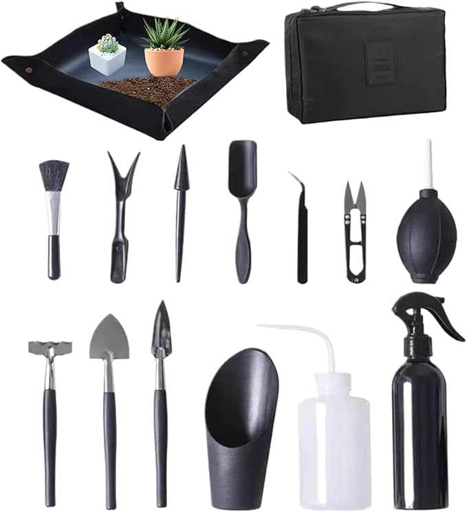 Tool Kit 15Pcs/Set Mini Handheld Bonsai Tree Kit Professional Transplanting Watering Trimming Gardening Tools