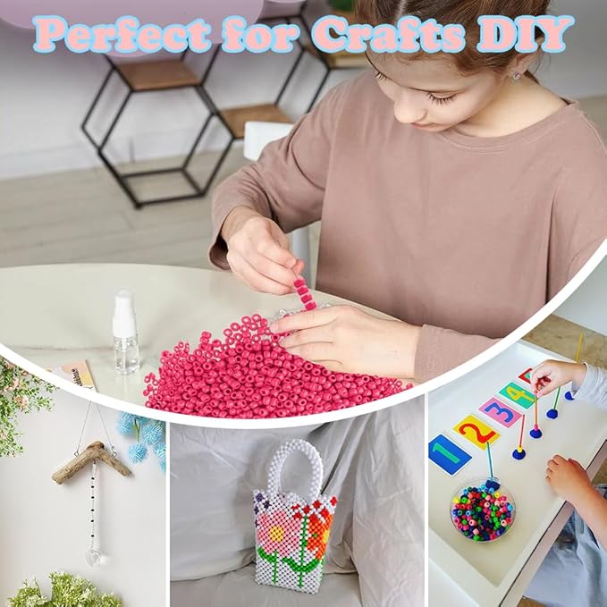 QPIXVB 1100PCS Pony Beads,Beads for Jewelry Making Bracelets Making Friendship Bracelet Hair Beads Kit for Crafts Cute Bulk Pony Beads for Keychain Necklace Making