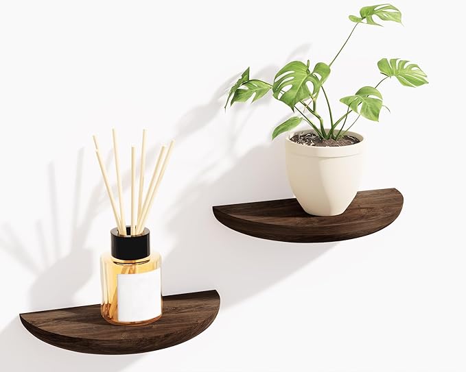 Solid Wood Half Round Floating Wall Shelves | Elegant Floating Shelves, Elevate Your Space. Perfect for Living Rooms, Bathrooms, Bedrooms, Offices, Children's Rooms