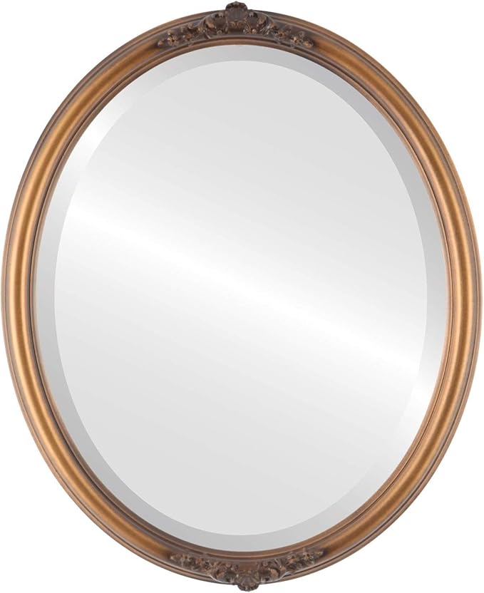 OVALCREST Oval Beveled Wall Mirror for Home Decor - Contessa Style - Sunset Gold - 18" x 14"