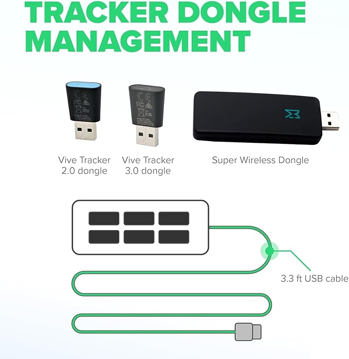 Rebuff Reality USB Hub 3.0 - 7-Port USB Hub with One Smart Charging Port, Supports Vive Tracker 3.0 2.0 & Other VR Dongles, Data Transfer for VR Trackers, MacBook, iMac, PC - Black, 31.5-inch Cable