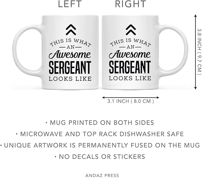 Andaz Press 11oz. Ceramic Coffee Tea Mug Thank You Gift, This Is What An Awesome Sergeant Looks Like, 1-Pack Police Sergeant Gifts Sergeant Coffee Mug Sergeant Cup Police Sergeant Coffee Mug