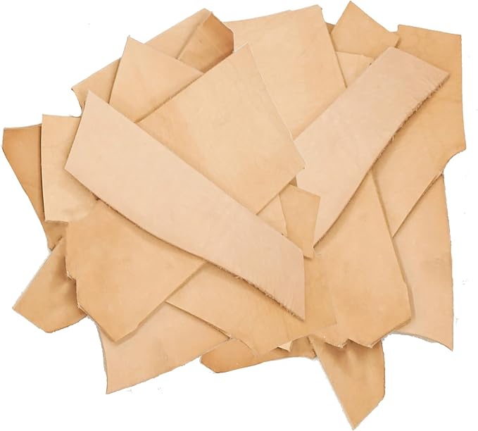 ELW Vegetable Tanned Leather Scraps | 10-15 oz Heavy Duty Weight | Size: 30 LB | Genuine Cowhide Full Grain Leather Remnant for DIY, Crafting, Leatherworking Tooling | Natural Veg Tanned - Heavyweight