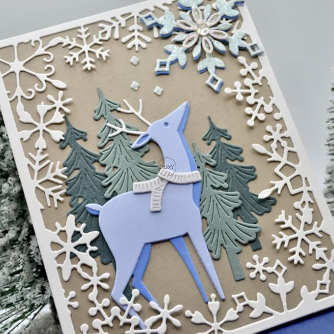 DzIxY Shadow Snowflake Pine Trees Metal Cutting Dies for Card Making Kit Embossing Paper Die Cuts Set Scrapbook Stencils Supplies Machine Templates