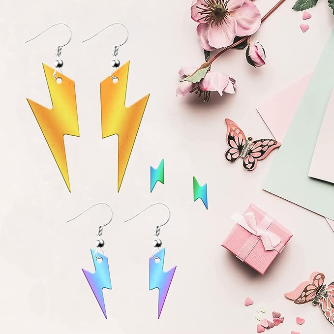 103Pcs Lightning Shape Resin Earring Mold Silicone Resin Jewelry Molds 3 Pair Epoxy Resin Casting Molds for Women Earring Crafts Including 100 Earring Accessories DIY Necklace Pendant