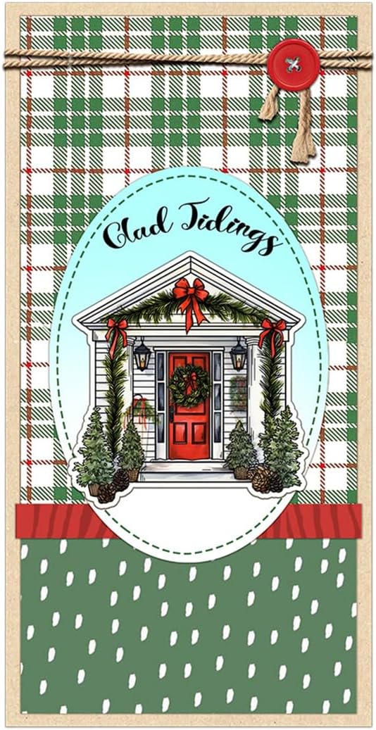 Christmas Tree Door Snowman Stamps and Cutting Dies for Card Making DIY Transparent Silicone Clear Stamp and Metal Die Cuts Sets for Scrapbooking Paper Greeting Cards Decor Seals Craft Supplies